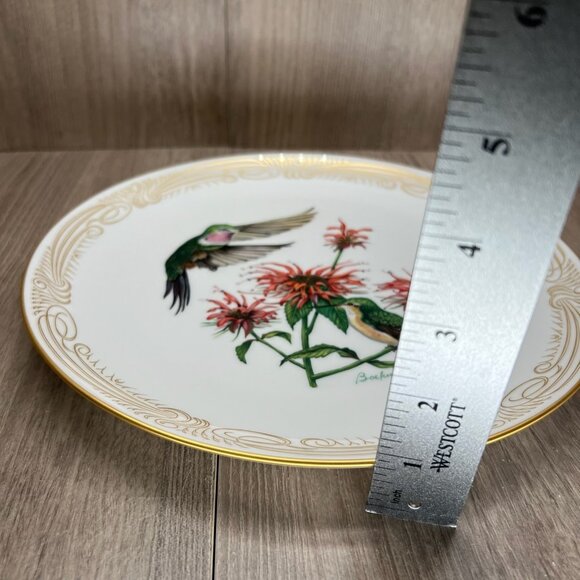 Vtg Boehm English Bone Porcelain Broad-tailed Hummingbird Plate Collection White - Picture 8 of 9